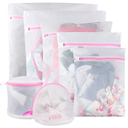 La mejor selección de Bolsas para la colada los mejores 5. 45 PUBAMALL Bolsas de Lavandería, bolsas de lavado de ropa para blusa, medias, medias, ropa interior, ropa interior de sujetador, bolsa de lavandería de viaje (7 Pack, Blanco)