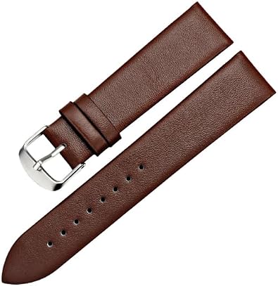 Quick Release Leather Watch Band,Replacement Straps for Wristwatch, Silver Polished Pin Buckle,for Men Women