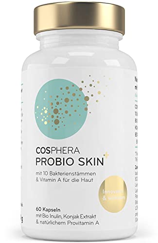 Probio Skin Kapseln Hochdosiertes Probiotikum Vegan I Probiotika & Präbiotika - Angereichert mit Bio Inulin, Vitamin A und Konjak Wurzelextrakt - 60 Kapseln