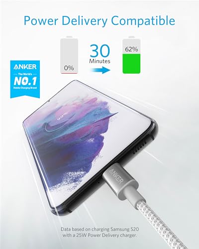 image for Anker USB C to USB C Cable, Type-C 60W Fast Charging Cable (1FT, 1Pack