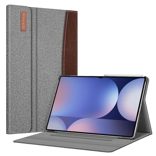 Fintie Capa para Samsung Galaxy Tab S10 Ultra 2024 / S9 Ultra 2023 14,6 polegadas, capa de portfólio de vários ângulos com bolso hibernar/despertar automático, cinza/marrom