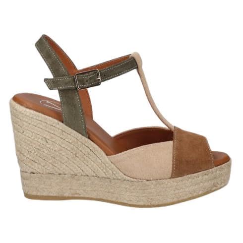 Viguera - Sandalia Cuña Alta Yute Combi Cuero para: Mujer Color: Taupe Talla: 40