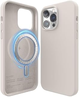Elago Magnetyczne etui kompatybilne z MagSafe iPhone 14 Pro Max Case MagSafe - wbudowane magnesy, etui z płynnego silikonu, odporne na wstrząsy, silny magnes - 6,7" [kamień]