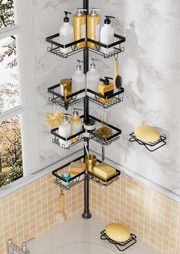DAOYA Corner Shower Caddy + 2 Soap Holders, 4 Tier