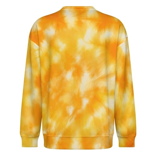 MoBlinko Sweaters for Men Yellow Tie Dye Mens Crewneck Sweater Long Sleeve Lightweight Pullover3