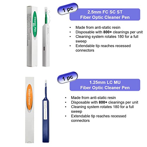 Fiber Optic Cleaning Kit Fiber Optic Ftth Cleaner Tools With 1.25Mm / 2.5Mm Fiber Optic Cleaner Pens And Cleaning Sticks Wipes For Cleaning Fc Sc St Lc Mu Connectors #TOP5