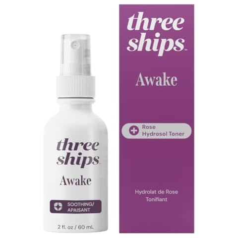 Three Ships Awake Hydrosol Toner- Reduces Fine Lines, Hyperpigmentation, and Pore Appearance, pH Balanced Soothing Toner for Face (2 floz) Cover