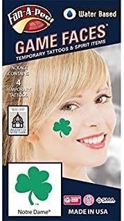 Notre Dame ND Fighting Irish Water Based Temporary Spirit Tattoos 4-Piece Green 3-Leaf Clover