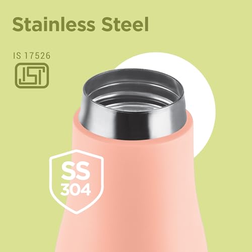 Image of Milton Fame 600 Thermosteel Water Bottle 500 ml, 24 Hr Hot and Cold I Leak Proof Lid, ISI Certified I Vacuum Insulated I for Office, Gym, School I Peach