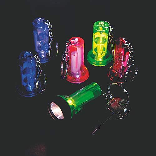 Fun Express - Plastic Large Beam Flashlight Key Chains - Apparel Accessories - Key Chains - Light Up Key Chains - 12 Pieces