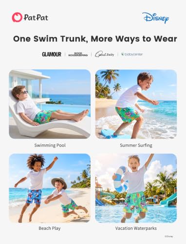 Image of Disney Stitch Spiderman Star Wars Cars Toy Story Mickey Boy Swim Trunks UPF50+Swim Shorts Compression Liner & Quick-Dry 6M-9Y
