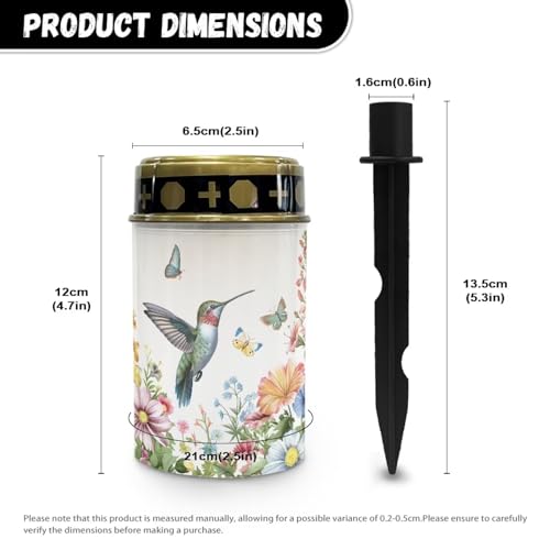 Image of Hummingbird Cemetery Solar Lights Water Resistant LED Flameless Candle Grave Lights Solar Powered Grave Decor Memorial Gift Outdoor Garden Decor Light for Prayer 2 Pcs