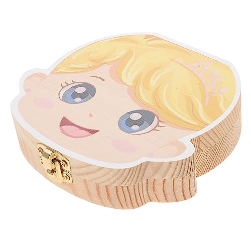 Cabilock Tooth Box Cartoon Keepsake Organizer Wooden present Storage Case for First Tooth Lightweight Compact Design for Easy Carrying