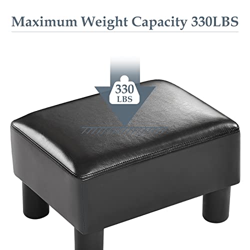 Giantex 16" Small Footstool, Pu Leather Ottoman Footrest For Modern Home Living Room Bedroom Rectangular Padded Seat Wood Legs (Black) #TOP5