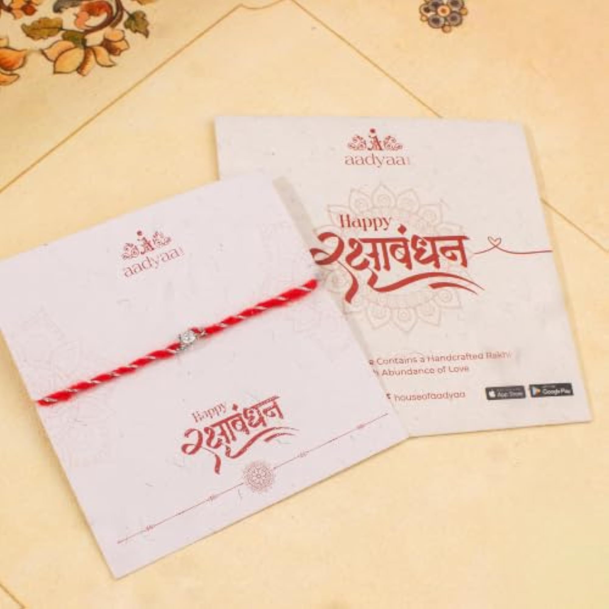 Round CZ Rakhi for Brother in 925 Sterling Silver