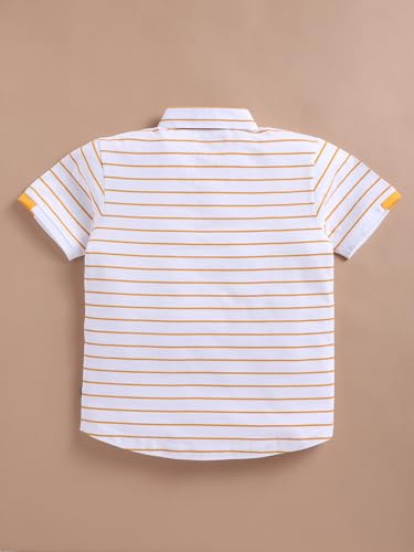 Image of Bumchums Boys Casual Regular Fit Polo Half Sleeve T-Shirt for Kids, Boys, Striped Printed