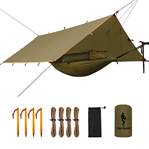 ADIKING Camping Taktische Hängematte Tarp Kit-2 Person leichte wasserdichte tragbare Schaukel mit Moskitonetz Regen fliegen Zelt Plane 2X hängende Bänder für Wandern Cover
