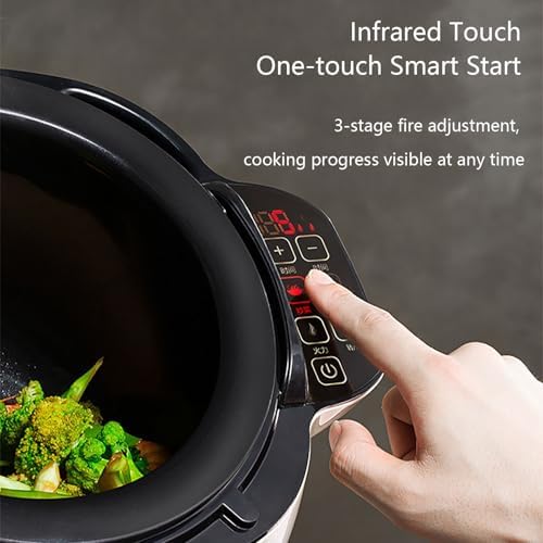 6L Automatic Cooking Machine, Smart Stir Fryer with 360 Rotation, Non-Stick Wok for Frying Stewing