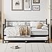 IDEALHOUSE Twin Daybed with Trundle, Metal Trundle Bed, Sofa Bed Frame, Heavy Duty Metal Slats, for Living Room, Bedroom, Guest Room, Space Saving, Black