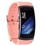 Moretek Silicone Replacement Band Strap for Samsung Gear Fit2 & Fit2 Pro Tracker (Black Yun)