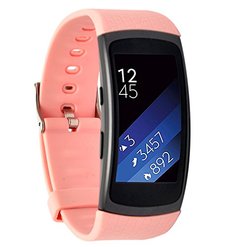 Moretek Silicone Replacement Band Strap for Samsung Gear Fit2 & Fit2 Pro Tracker (Pink)
