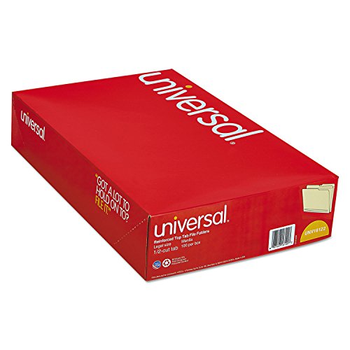 Universal 16122 File Folders, 1/2 Cut, Two-Ply Top Tab, Legal, Manila, 100/Box #TOP2