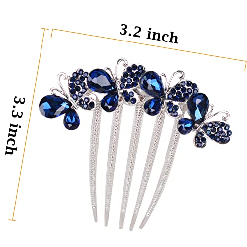 Sankuwen Flower Rhinestones Hair Combs Accessories,Perfect Mother's Day Gifts,Brithday Gifts(Style B,Deep Blue) #TOP6