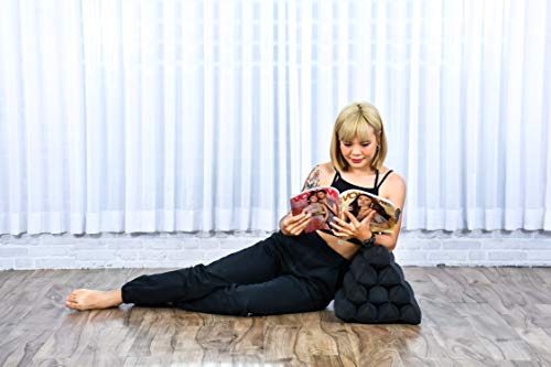 Image of Leewadee Triangle Cushion - Comfortable Backrest for TV or Reading, Incline Pillow for Relaxing Made of Kapok, 20 x 13 x 13 inches, Black