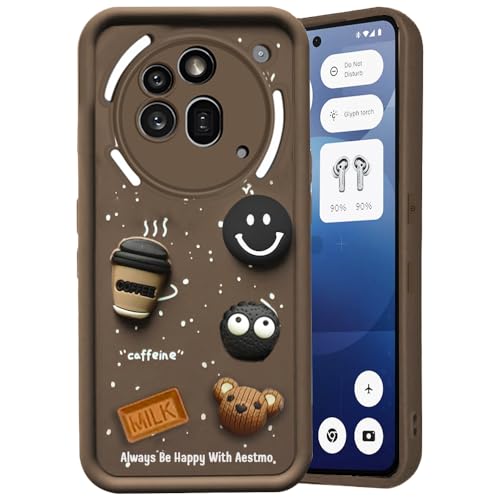 Image of AESTMO Back Case Cover for Nothing Phone 3A Pro 5G | Cute Fun Cartoon 3D Ball | Coffee Silicone Case | Full Body Protection | Camera Protection Back Cover for Nothing Phone 3A Pro 5G (Brown)