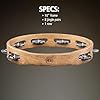 Meinl Percussion Traditional Wood Tambourine - 1-Row Tambourine - 10-inch Diameter - Siam Oak / Steel, Walnut Brown / Natural (TA1WB) #4