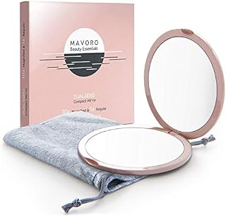Magnifying Compact Mirror for Purses with 10X Magnification - Pink Double Sided Travel