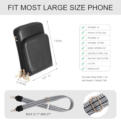 Image of Crossbody Cellphone Purse Women Touch Screen Bag RFID Blocking Wallet Handbag Shoulder Strap
