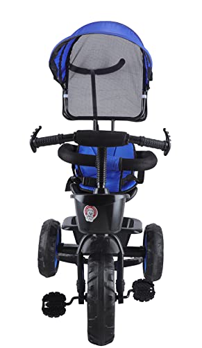 Image of JoyRide Stroller Tricycle| Baby Trike|Tricycle with Canopy and Parental Adjust Push Handle for Kids|Boys|Girls Age Group 1.5 to 5 Years (Blue)