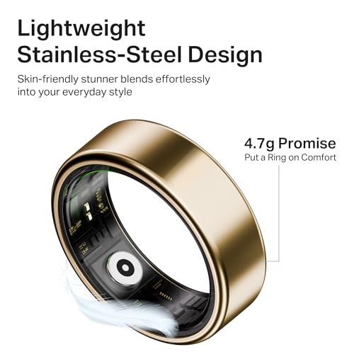 Image of Boat SmartRing Active Plus, Auto HR, Sleep, SpO2, Stress & Skin Temperature Monitor, Stainless-Steel Build, 5 ATM, Weighs Only 5 gm, Portable Charging Case, Smart Ring for Men (8, Midnight Black)