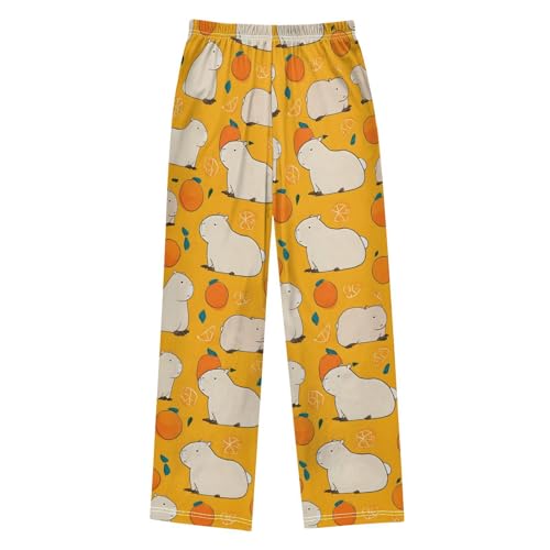 Orange Capybara Pattern Pajama Pants Long Sleep Pants Soft Pajama Bottoms With Pockets Loungewear2