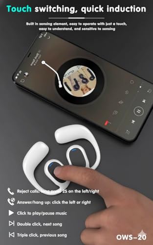 Image of JS272 OWS Open Ear TWS Earbuds | 50 Hrs of Playtime | Bluetooth v5.4 with AI-ENC | Skin Friendly Ear Hook | Environmental Awareness | 45ms Low Latency Gaming | IPX5 Water Resistant (White)