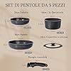 GiPP Set di Pentole e Padelle Ceramiche Antiaderenti 5 Pezzi con Manico Amovibile - Cucina Sana per Camper, Senza Tossine, Compatibile Induzione Forno Lavastoviglie