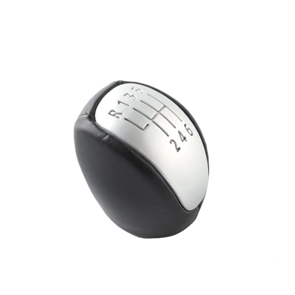 POANBCGY Auto Parts Car Gear Shift Knob Lever Stick Handball Black PU Leather for Renault for Laguna III MK3 2007 2008 2009 2010 2011 2012-2015(Silver)
