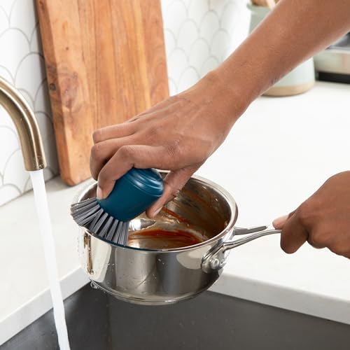 Image of Full Circle Clean Ocean Palm Brush for Cleaning Dishes, Pots, and Pans, Comfortable Handle, Sustainably Made 100% From Recycled Ghost Fishing Nets, Safe for Nonstick