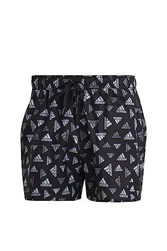 adidas Herren Logo Print CLX Swim Shorts Very Short Length, Black/White, XL