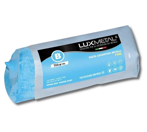 Lux Metal - Pasta de Pulido Abrasiva Azul Fina 350 gr Cera de Pulido Acero Inoxidable para Pulir Metales Espejo Aluminio Brillante Pulido Hierro Cromo Madera Maciza Latón Cobre Mármol Plástico Plata