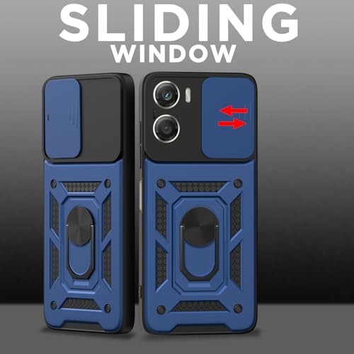 Image of Pikkme Back Cover for Motorola Moto G06 Power / G06 4G | 360 Protection Case | Sliding Camera Shield Cover & Ring Holder Stand D10 Tough Armor Bumper Case (Blue)
