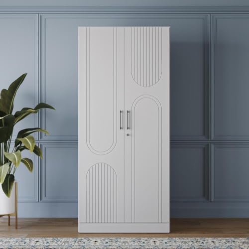 Image of Wakefit Wardrobe for Bedroom | 3 Yr Warranty | Cupboard for Bedroom, Almirah, Wooden Wardrobe, Comes with LED light, Multi-Shelves, Drawer & Hanger, Density:680-750 kg /m, Free Installation(Tyrian-FW)