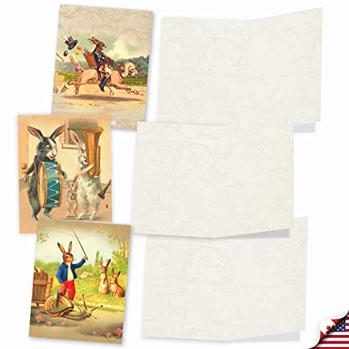 The Best Card Company - 10 Boxed Note Cards Blank (4 X 5.12 Inch) - Bulk Assorted Cards, Vintage Pictures - Vintage Funny Bunnies M2345Ocb #TOP3