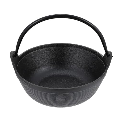 Mobestech Cooking Pot Cast Iron 7.48 in Nonstick Small Cauldron for Stews Soups Easy to Carry with Handle Suitable for Group Meals Camping and Picnic