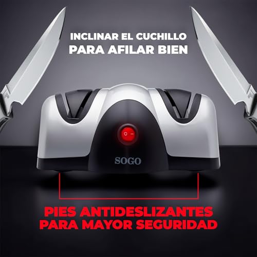 Miniatura 4 de Sogo Afilador Cuchillos Eléctrico Profesional Con Piedra Sapphirite - Máquina Afilar Cuchillos Profesional Ideal Para Cuchillos De Cocina - Afilador De Cuchillos Arcos Con Pies Antideslizantes