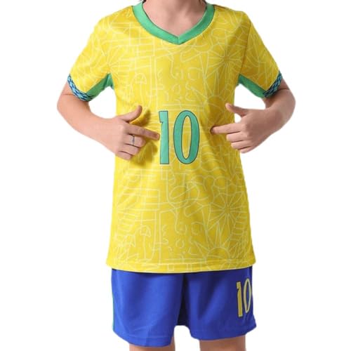 Conjunto de camisetas de futebol, camiseta infantil Copa do Mundo Brasil, para meninos e meninas jovens fã camiseta de esporte seleção (4 Anos)
