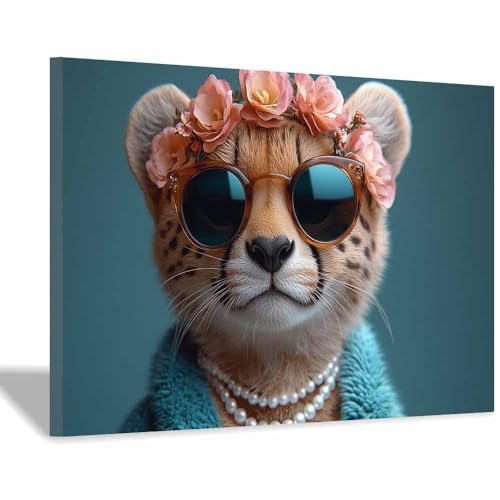 Toile guépard costume d'animaux pour habiller un mur vide avec un cadre rose