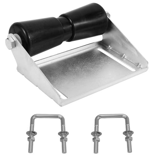 TPSHKE 10in Keel Roller Assembly Kit for Boat Trailers with Roller and Bracket and Mounting Bolts, Silver, Galvanized Steel (10 Inch with u-Bolt)