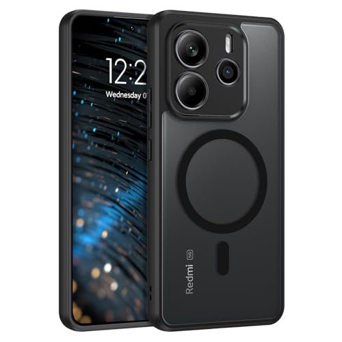 Cover Magnetico per Xiaomi Redmi Note 14 5GNon per 4G Custodia Glassata Traslucida Compatibile con MagSafe Opoco Protettivo Case Anti-Graffio Glassato Traslucido Antiurto 6.67 Pollici Nero